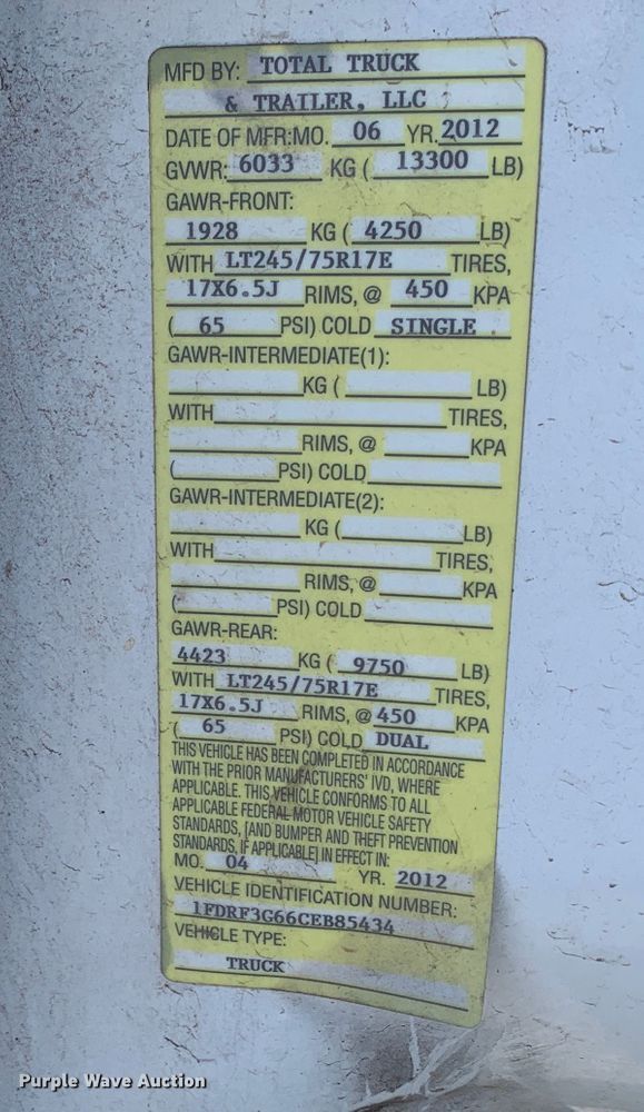 image for item LK9252 2012 Ford F350 Super Duty  utility bed pickup truck