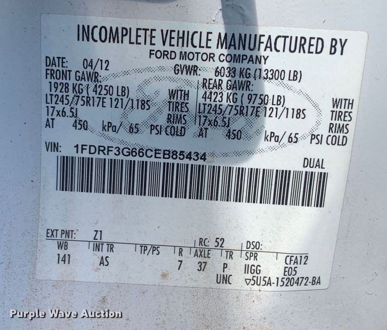 image for item LK9252 2012 Ford F350 Super Duty  utility bed pickup truck