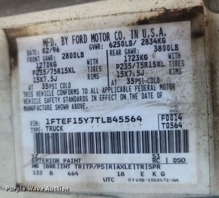 image for item LM9757 1996 Ford F150  pickup truck