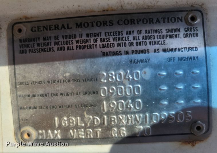 image for item LM9758 1987 Chevrolet 70  tank truck