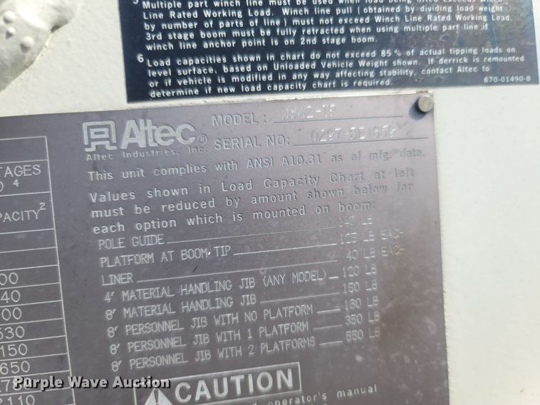 image for item LM9759 1997 Ford F800  digger derrick truck