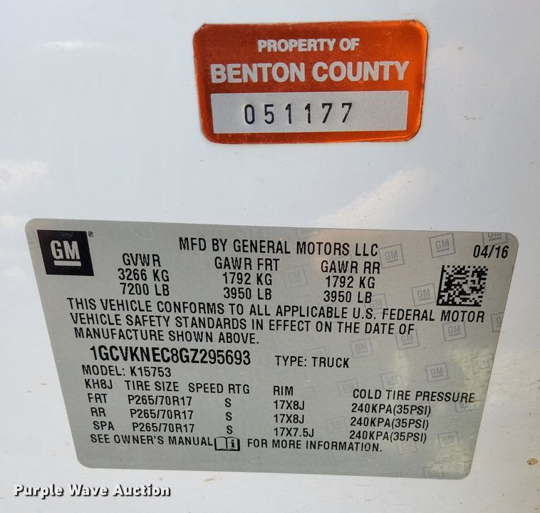 image for item LN9542 2016 Chevrolet Silverado 1500  Double Cab pickup truck