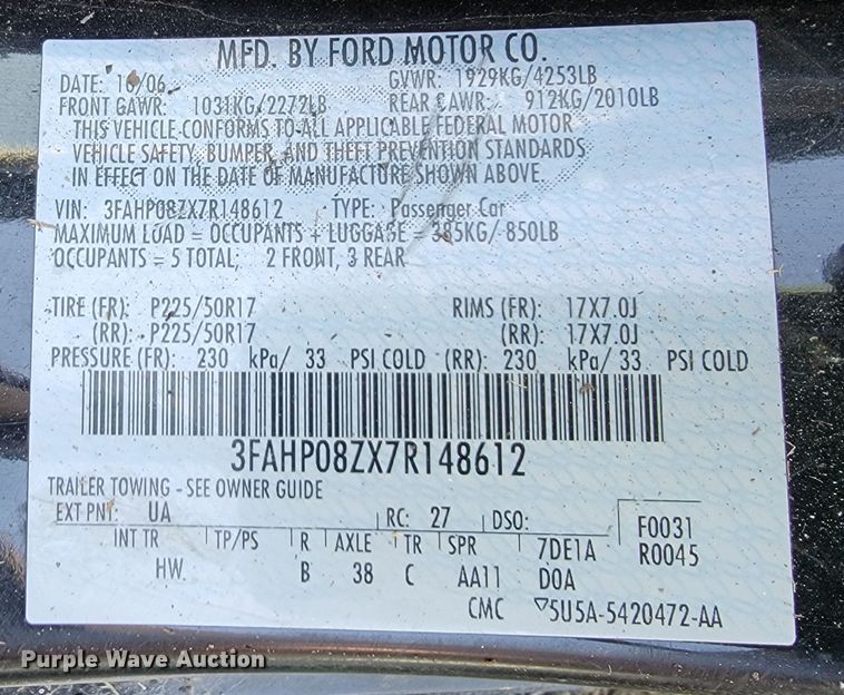 image for item LO9104 2007 Ford Fusion SE