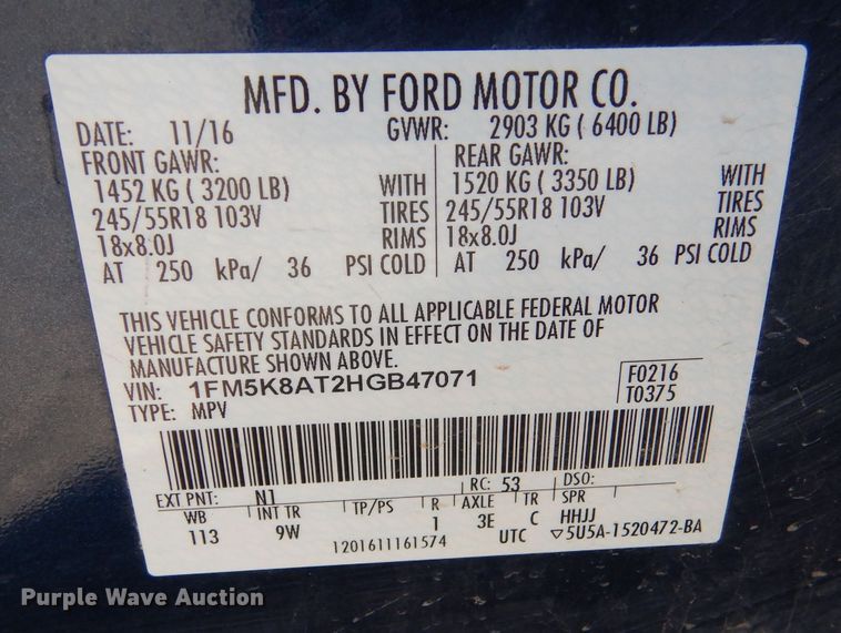 image for item LU9578 2017 Ford Explorer Police Interceptor  SUV