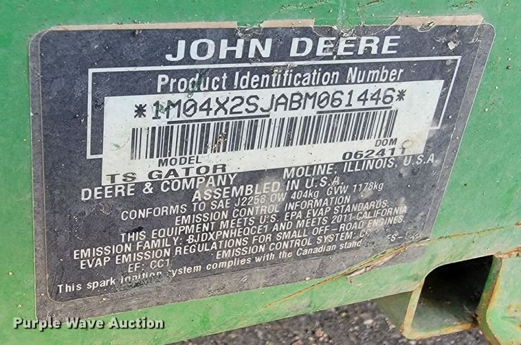 image for item MH9193 2011 John Deere Gator  utility vehicle
