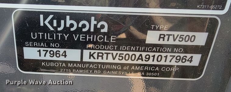 image for item MH9194 2009 Kubota RTV500  utility vehicle