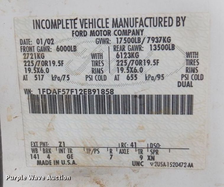 image for item MH9228 2002 Ford F550 Super Duty XL  dump truck