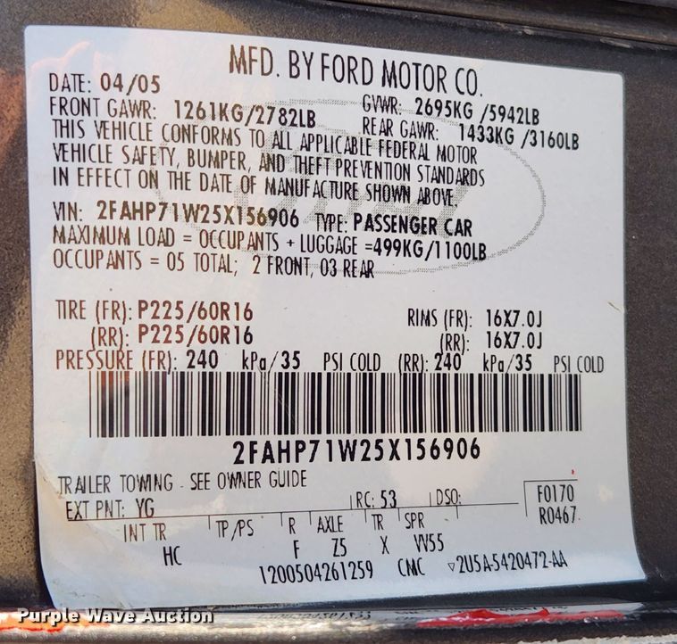 image for item MK9373 2005 Ford Crown Victoria Police Interceptor