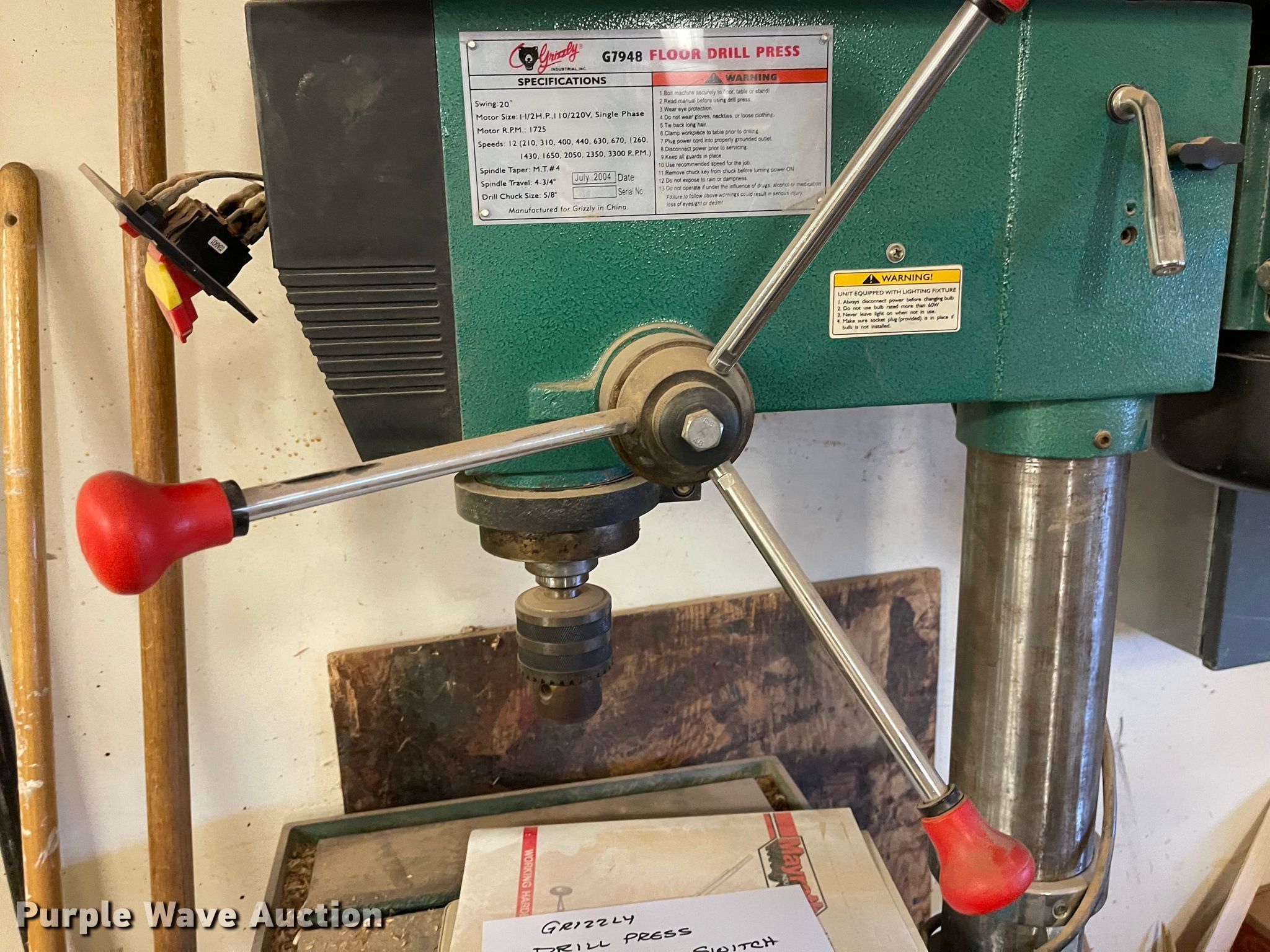 2004 Grizzly G7948 drill press in Clay Center, KS Item JD9343 sold
