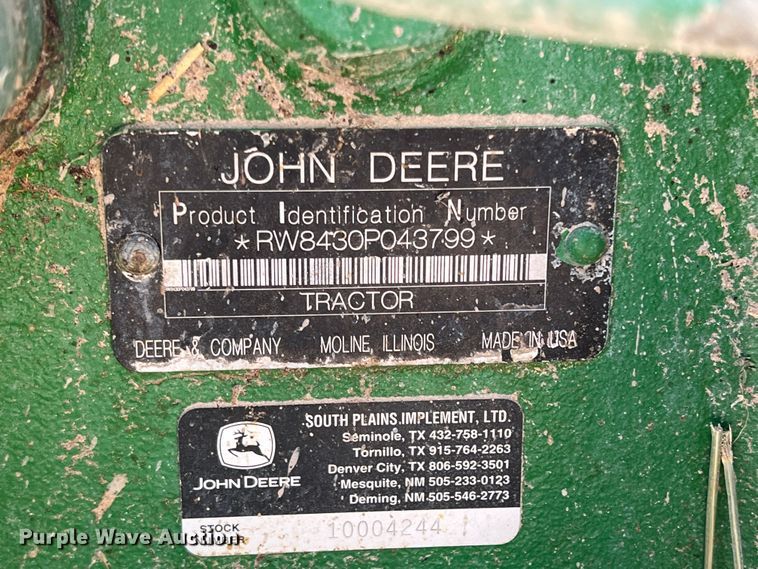 image for item DO8725 2009 John Deere 8430  MFWD tractor