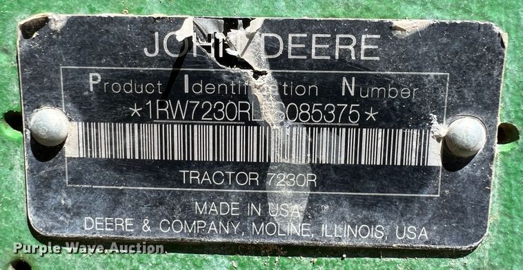 image for item DO8729 2015 John Deere 7230R  MFWD tractor