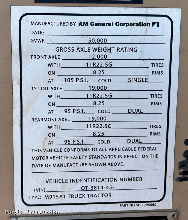 image for item DO8732 1983 Am General  semi truck