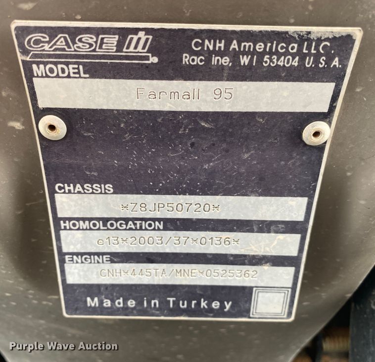 image for item JW9410 2009 Case Farmall 95  MFWD tractor