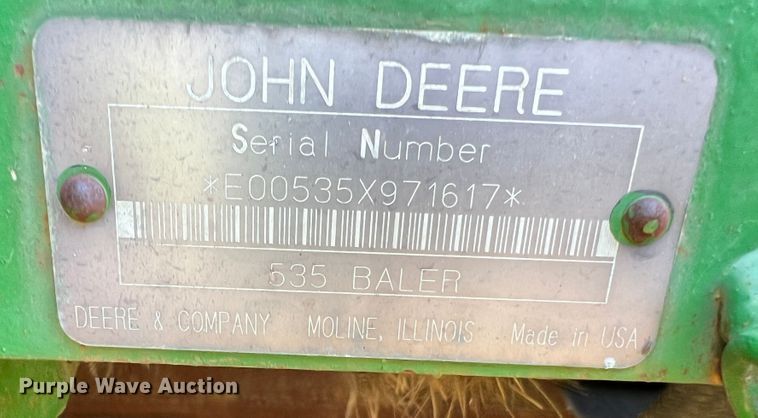 image for item MQ9800 John Deere 535  round baler