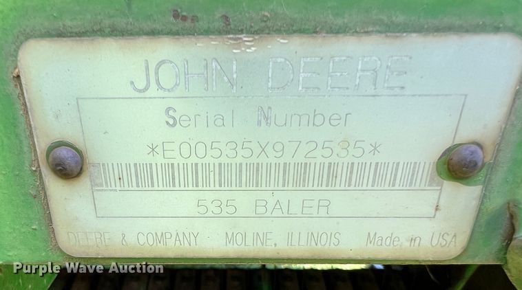 image for item MQ9802 John Deere 535  round baler