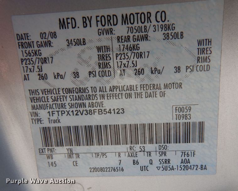 image for item DM3172 2008 Ford F150  SuperCab pickup truck