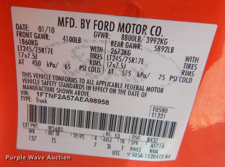 image for item DM3174 2010 Ford F250 Super Duty XL  pickup truck