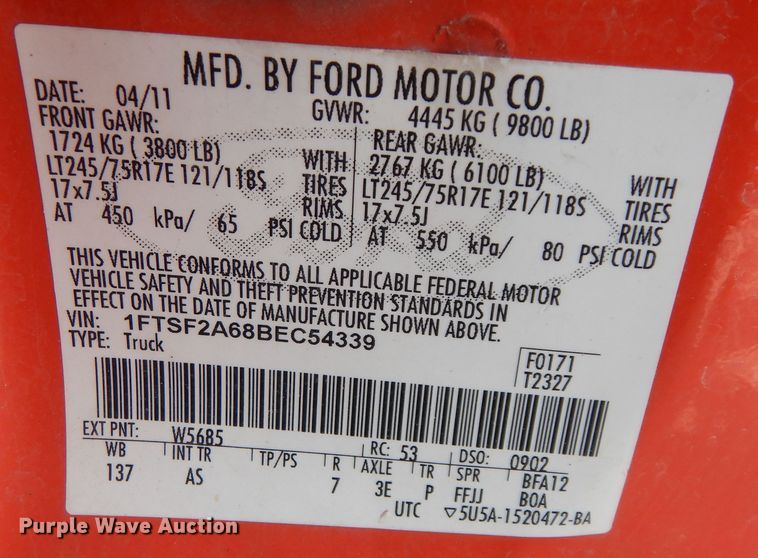 image for item DM3184 2011 Ford F250 Super Duty XL  pickup truck