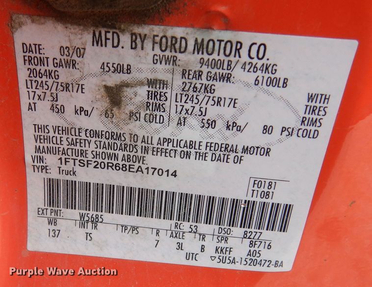 image for item DM3185 2008 Ford F250 Super Duty XL  utility bed pickup truck