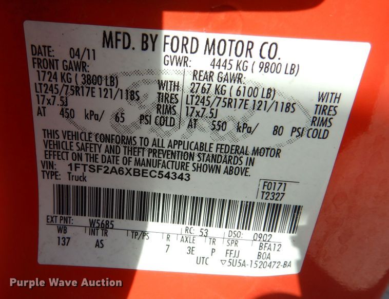 image for item DM3197 2011 Ford F250 Super Duty XL  pickup truck