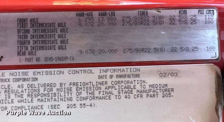 image for item JA9714 2003 Sterling LT7500  dump truck