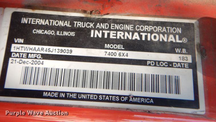 image for item JA9715 2005 International 7400  dump truck