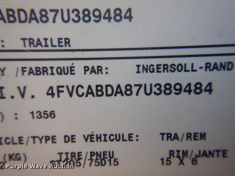 image for item JA9720 2007 Ingersoll Rand P185WJD  air compressor