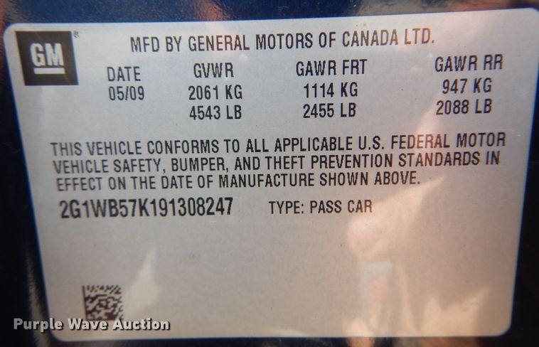 image for item JA9736 2009 Chevrolet Impala LS