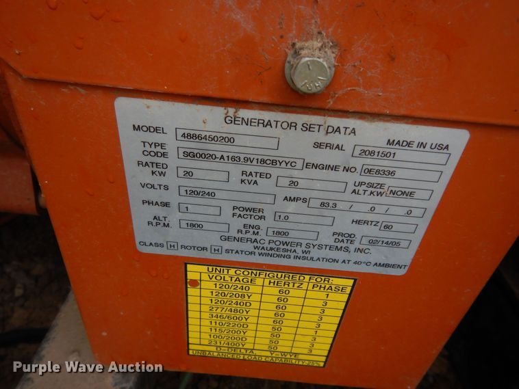 image for item KF9329 Generac 4886450200 generator