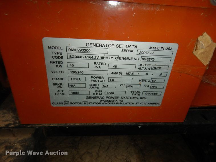 image for item KF9336 Generac 9696290200 generator