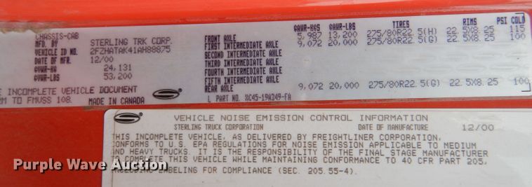 image for item LU9545 2001 Sterling LT7501  dump truck