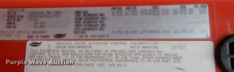 image for item LU9557 2003 Sterling LT7501  dump truck