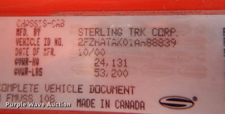 image for item LU9560 2001 Sterling LT7501  dump truck