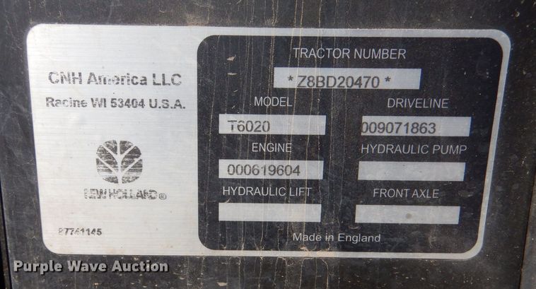 image for item LU9567 2009 New Holland T6020  MFWD tractor