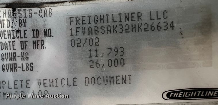 image for item DO8761 2002 Freightliner FL70  box truck