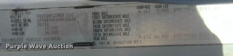 image for item DO8761 2002 Freightliner FL70  box truck