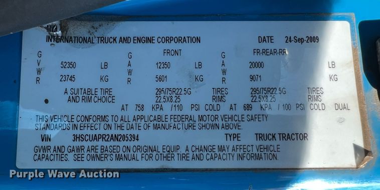 image for item DO8764 2010 International ProStar Premium  semi truck