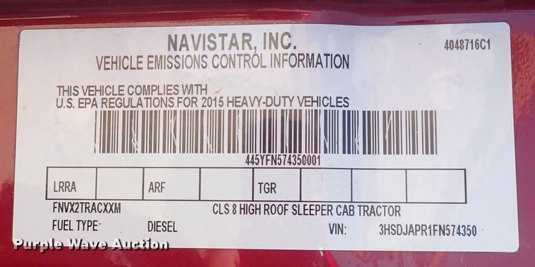 image for item DQ2947 2015 International ProStar  semi truck