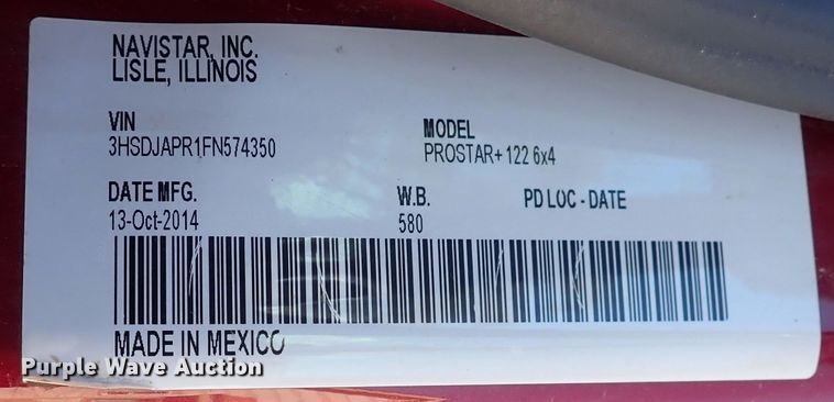 image for item DQ2947 2015 International ProStar  semi truck