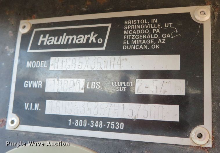 image for item DR0147 2007 Haulmark RTG85X36WR4  enclosed cargo trailer