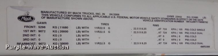 image for item DS1408 2007 Mack CHN613  semi truck