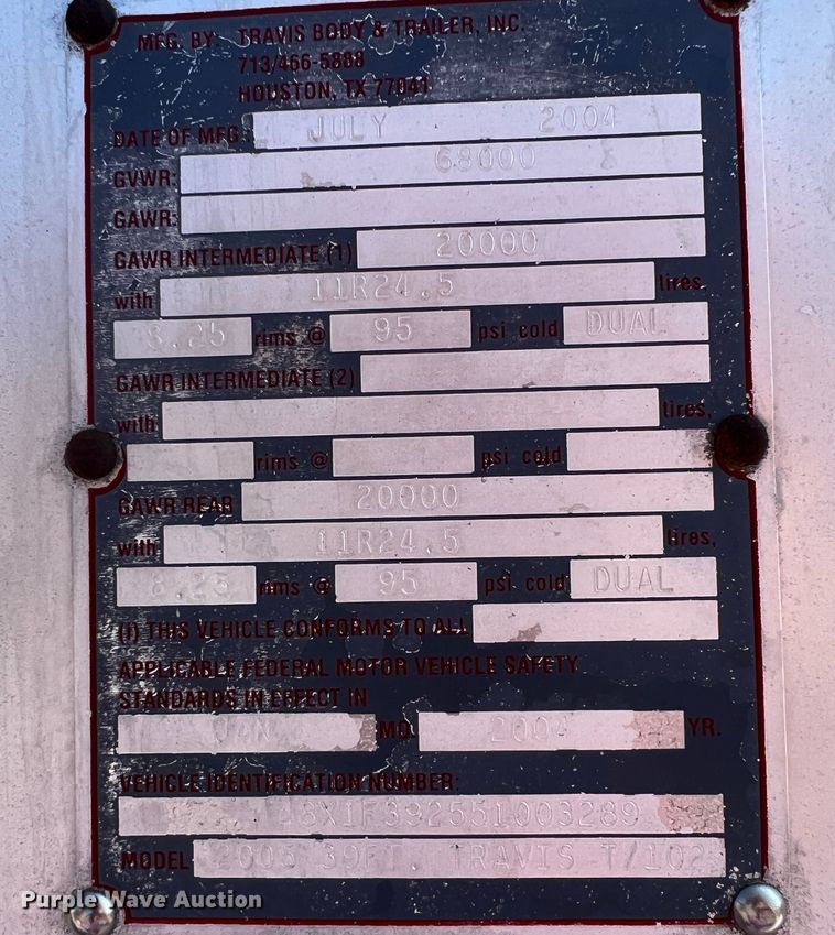 image for item IA9152 2005 Travis  end dump trailer