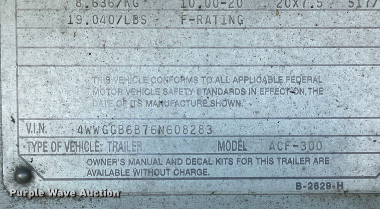 image for item JD9339 2006 Wilson ACF300  flatbed trailer