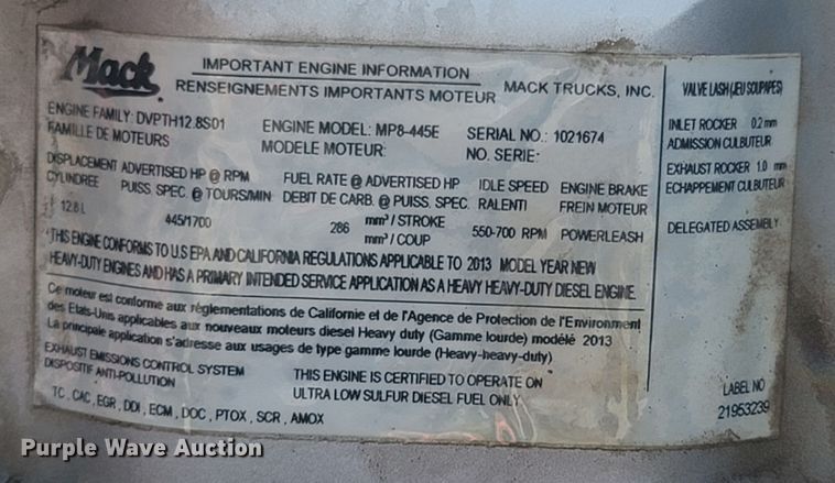 image for item LM9773 2014 Mack CXU613  semi truck