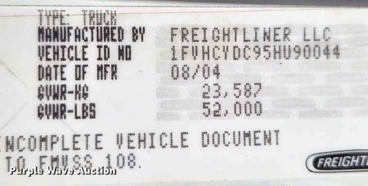 image for item MK9365 2005 Freightliner Business Class M2  box truck