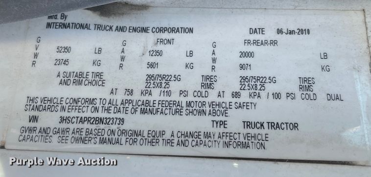 image for item MR9380 2011 International ProStar  semi truck