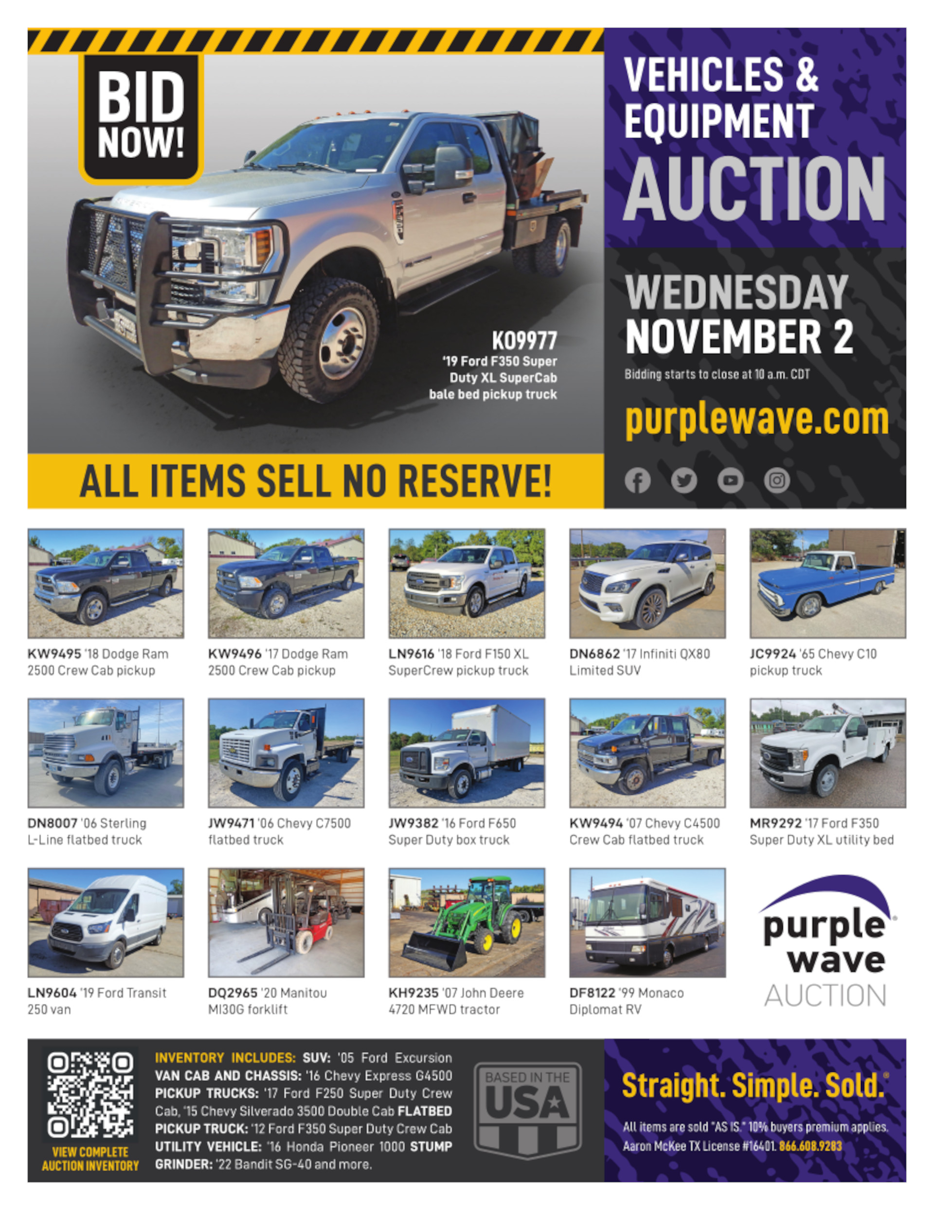 SOLD! Vehicles and Equipment Auction Items Sold 1122022 Purple Wave