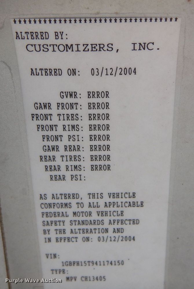 image for item DF8121 2004 Chevrolet Express 1500  van