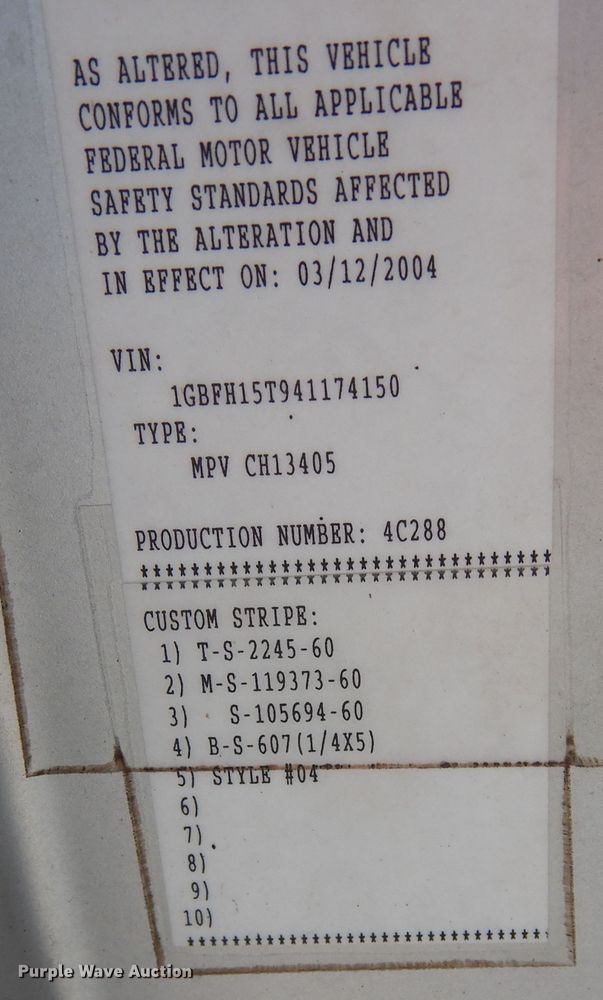 image for item DF8121 2004 Chevrolet Express 1500  van