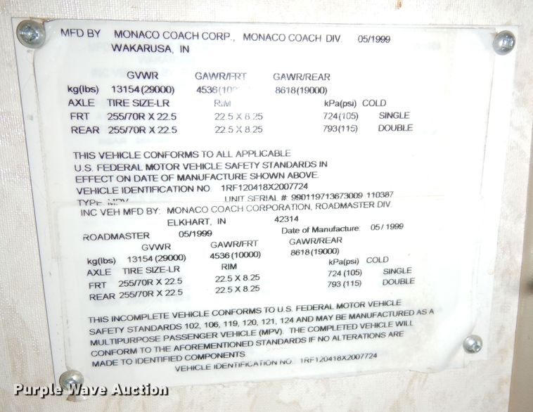 image for item DF8122 1999 Monaco Diplomat  RV